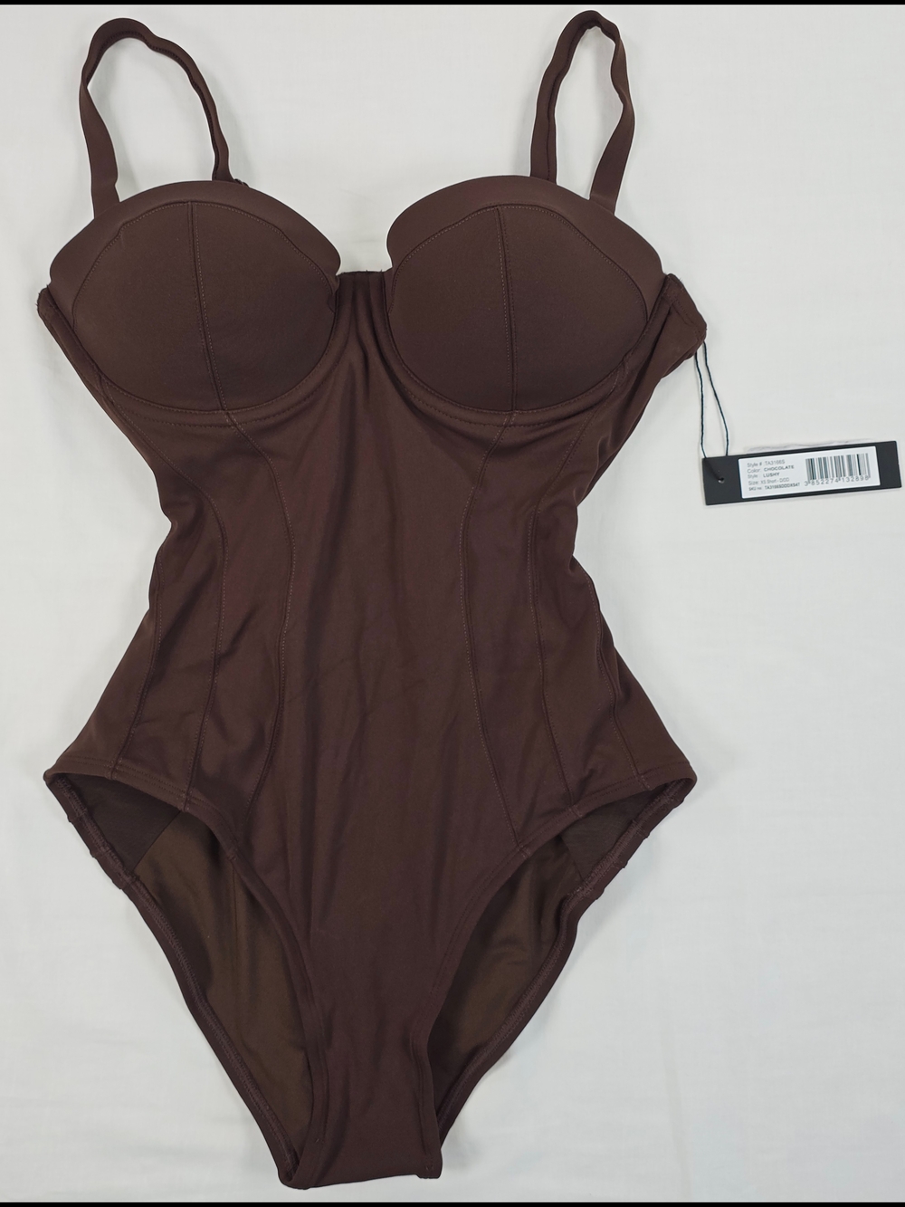 TA3 Chocolate Lushy One Piece Swimsuit Shapewear XS Short D/DD Corset Brown NWT